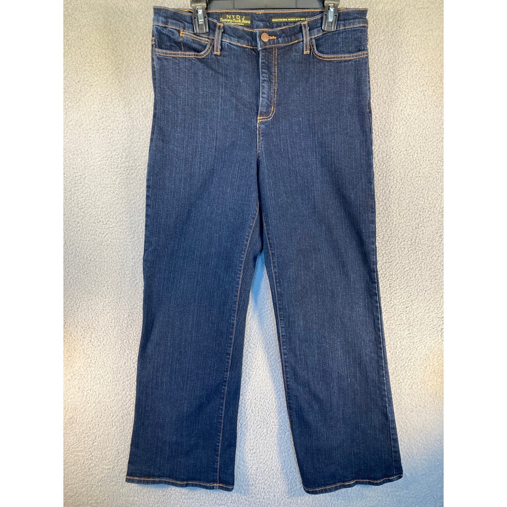 NYDJ Jeans Women's 18 Blue Tummy Tuck USA Made High Rise Med Wash Stretch Denim